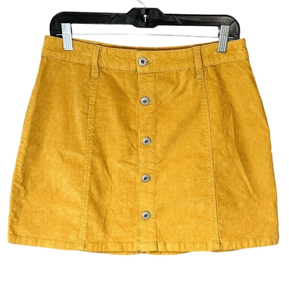 RE generation by Celebrity Pink Corduroy Mini Skirt Mustard Yellow Button Front